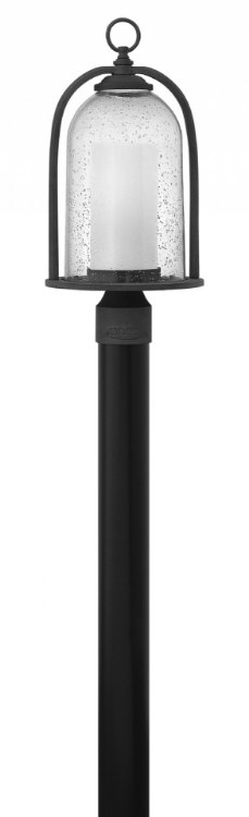 Foto para 100w Outdoor Quincy MED Clear Seedy and White Aged Zinc Post Top/ Pier Mount
