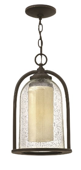 Foto para 15w Outdoor Quincy LED Clear Seedy and Amber Oil Rubbed Bronze Hanging