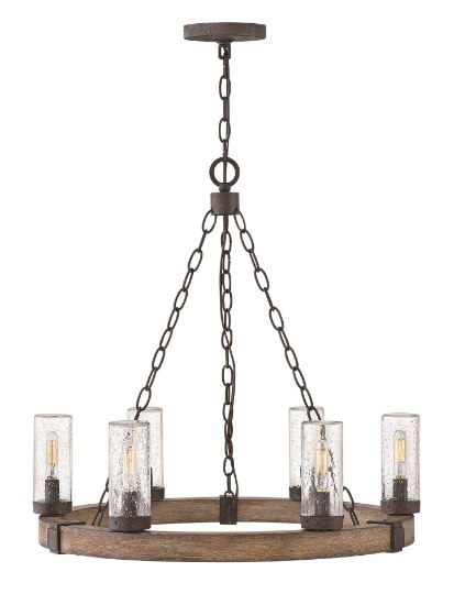 Picture of 60w Outdoor Sawyer CAND Clear Seedy Sequoia Outdoor Chandelier