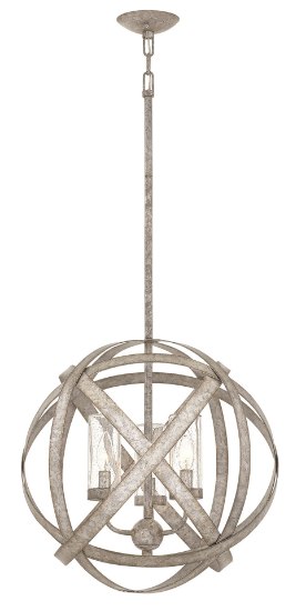 Picture of 60w Outdoor Carson CAND Clear Seedy Weathered Zinc Outdoor Chandelier