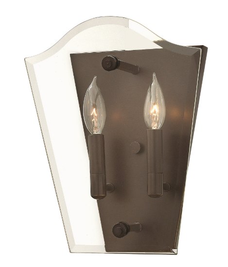 Foto para 60w Sconce Wingate CAND Clear Beveled Panels Oil Rubbed Bronze Two-Light Sconce