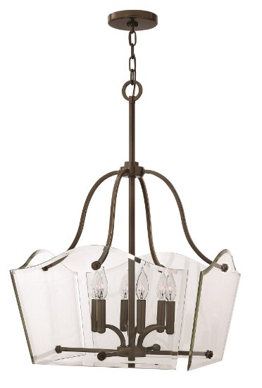 Foto para 60w Chandelier Wingate CAND Clear Beveled Panels Oil Rubbed Bronze Single Tier Foyer