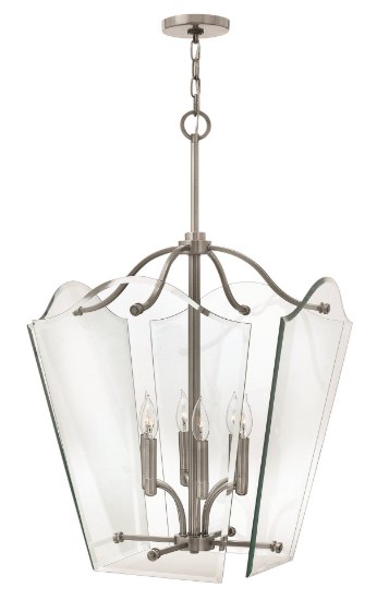 Foto para 60w Foyer Wingate CAND Clear Beveled Panels Polished Antique Nickel Single Tier Foyer