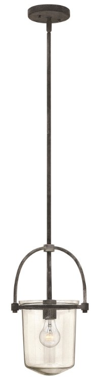 Foto para 100w Foyer Clancy MED Clear Aged Zinc Stem Hung Pendant