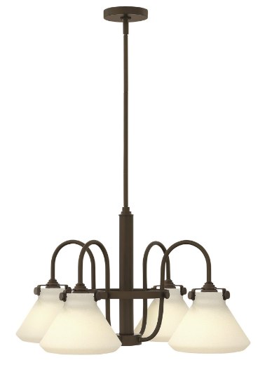 Picture of 100w Chandelier Congress MED Etched Opal Oil Rubbed Bronze Stem Hung Downlight