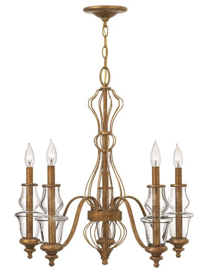 Picture of 60w Chandelier Celine CAND Clear Antique Gold Leaf Single Tier