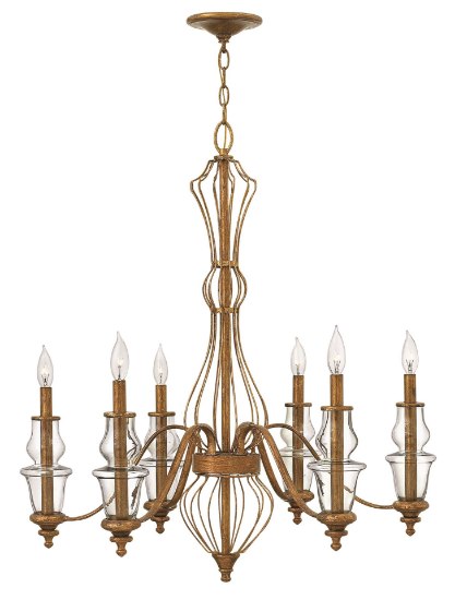 Picture of 60w Chandelier Celine CAND Clear Antique Gold Leaf Single Tier Foyer