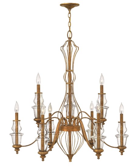 Picture of 60w Chandelier Celine CAND Clear Antique Gold Leaf Two Tier Foyer