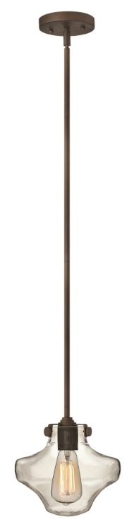 Foto para 100w Mini-Pendant Congress MED Clear Glass Oil Rubbed Bronze