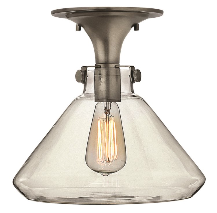 Foto para 100w Foyer Congress MED Clear Glass Antique Nickel Flush Mount