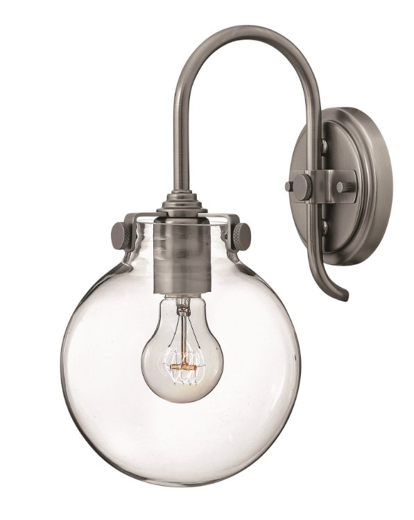 Foto para 100w Sconce Congress MED Clear Glass Antique Nickel