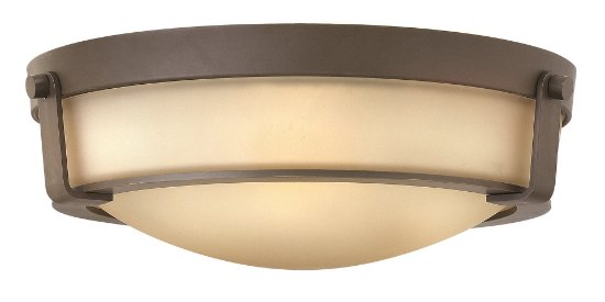 Foto para 32w Foyer Hathaway LED Etched Amber Olde Bronze Flush Mount