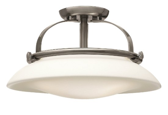 Picture of 100w Foyer Hutton MED Etched Opal Brushed Nickel Semi-flush Mount