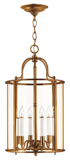 Picture of 60w Foyer Gentry CAND Clear Rounded Panels Heirloom Brass Single Tier Foyer