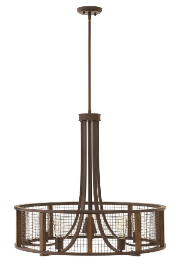 Picture of 135w Foyer Beckett MED GU-10 Iron Rust Single Tier Foyer Stem Hung