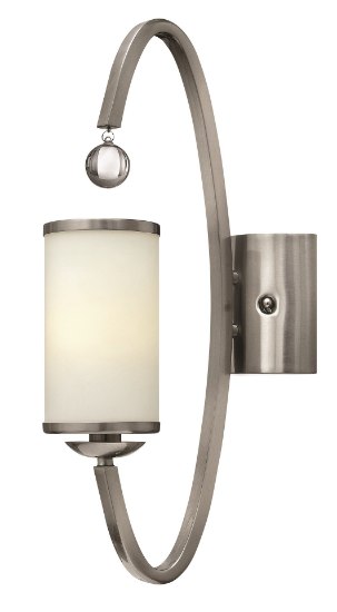 Picture of 60w Sconce Monaco CAND Etched Opal Metal Trimmed Glass Shade Brushed Nickel