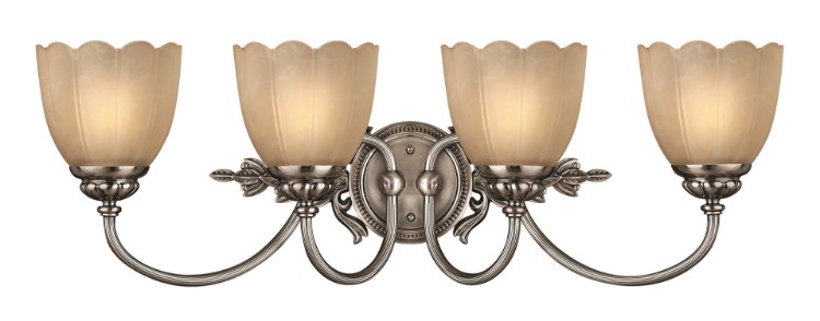 Picture of 100w Bath Isabella MED Marbled Etched Amber Polished Antique Nickel Bath Four Light