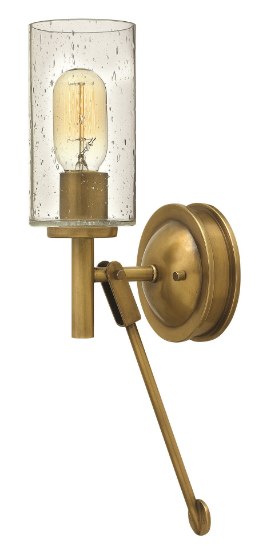 Foto para 100w Sconce Collier MED Clear Seedy Heritage Brass