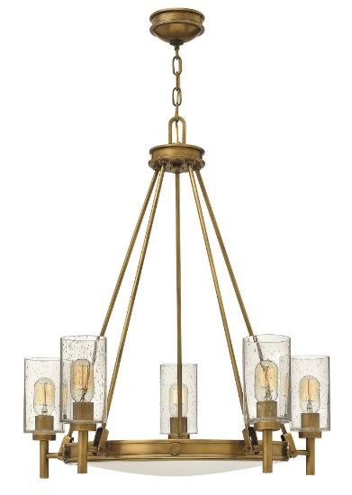 Picture of 100w Chandelier Collier MED Clear Seedy and Etched Heritage Brass Single Tier Foyer