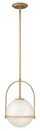 Foto para 100w Pendant Somerset MED Etched Opal Heritage Brass Stem Hung Pendant