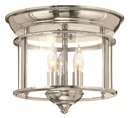 Picture of 40w Foyer Gentry CAND Clear Rounded Panels Polished Nickel Flush Mount