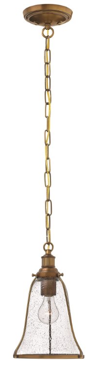 Foto para 100w Mini-Pendant Marlowe MED Clear Seedy Heritage Brass