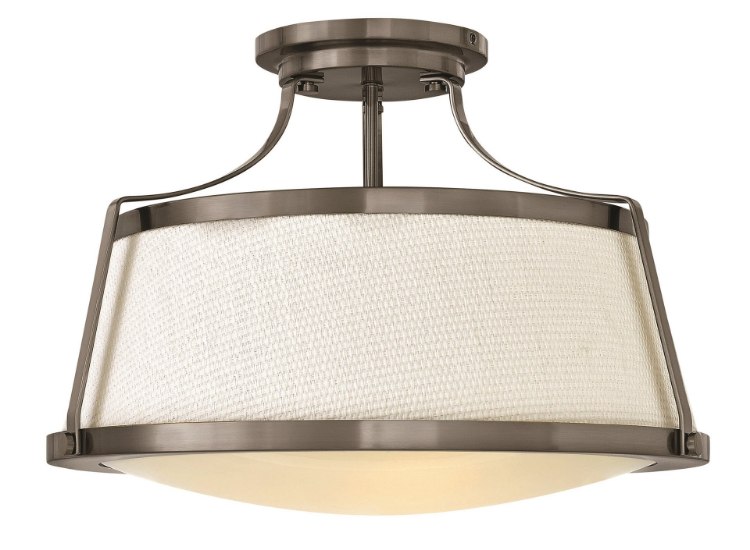 Foto para 100w Foyer Charlotte MED Etched Opal Antique Nickel Semi Flush Mount