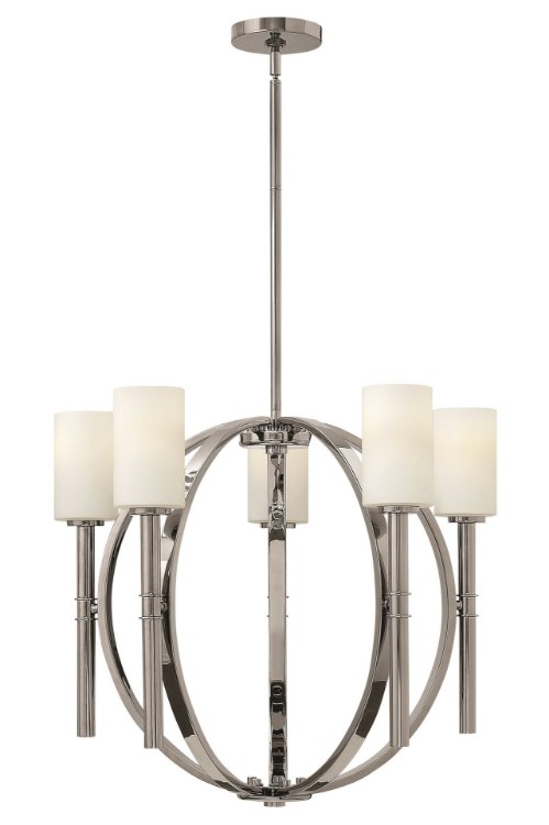 Foto para 100w Chandelier Margeaux MED Etched Opal Polished Nickel Stem Hung