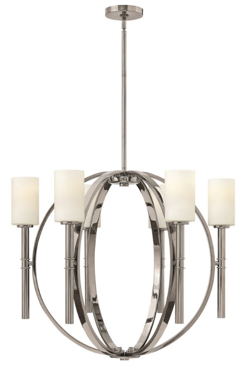 Foto para 100w Chandelier Margeaux MED Etched Opal Polished Nickel Stem Hung