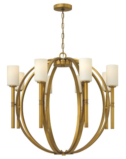 Foto para 100w Chandelier Margeaux MED Etched Opal Vintage Brass Stem Hung