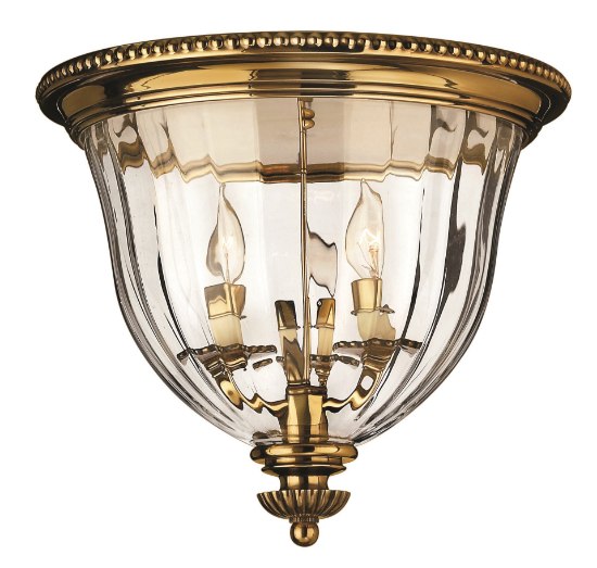 Foto para 60w Foyer Cambridge CAND Clear Optic Burnished Brass Flush Mount