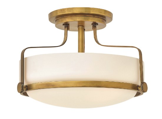 Picture of 100w Foyer Harper MED Etched Opal Heritage Brass Semi Flush Mount