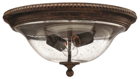 Picture of 60w Foyer Rockford MED Clear Seedy Hurricane Forum Bronze Flush Mount