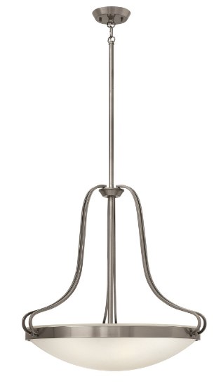 Picture of 100w Foyer Paxton MED Clear Etched Polished Antique Nickel Inverted Pendant