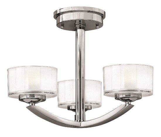 Picture of 60w Foyer Meridian G-9 Thick Faceted Clear Inside Etched Chrome Bath Semi-flush