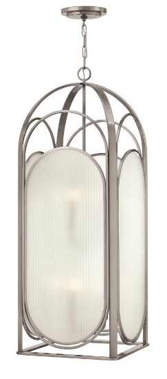 Foto para 60w Foyer Astor CAND Ribbed Etched Brushed Nickel Two Tier Foyer