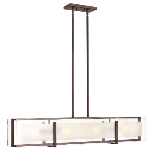 Foto para 100w Chandelier Latitude MED Clear Beveled Inside-Etched Oil Rubbed Bronze Stem Hung Linear