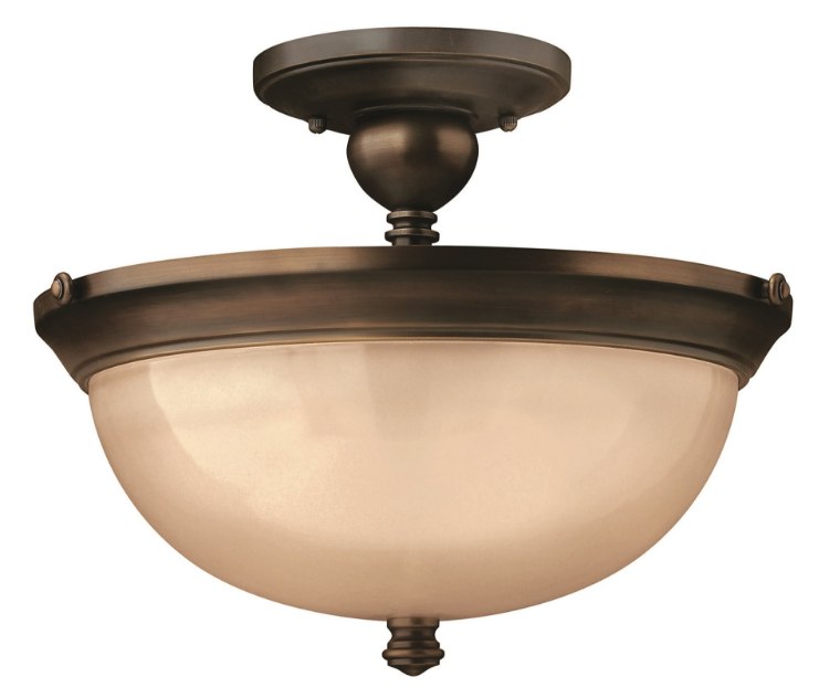 Picture of 75w Foyer Mayflower MED Inside Etched Amber Olde Bronze Semi-flush Mount