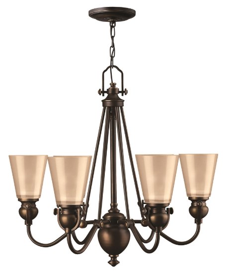 Foto para 100w Chandelier Mayflower MED Inside Etched Amber Olde Bronze Single Tier Foyer