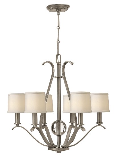 Picture of 60w Chandelier Clara CAND Etched Opal Brushed Nickel Single Tier Foyer