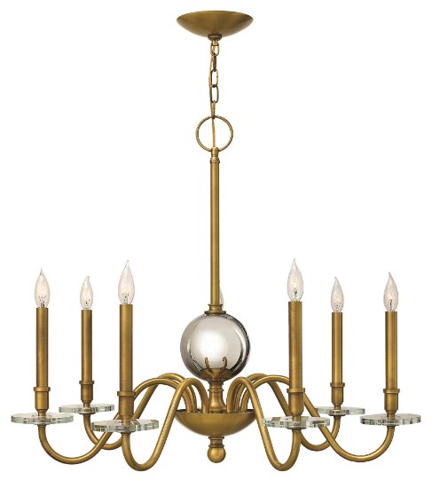 Foto para 60w Chandelier Everly CAND Heritage Brass Single Tier