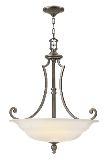 Foto para 75w Foyer Plymouth MED Etched Opal Polished Antique Nickel Inverted Pendant