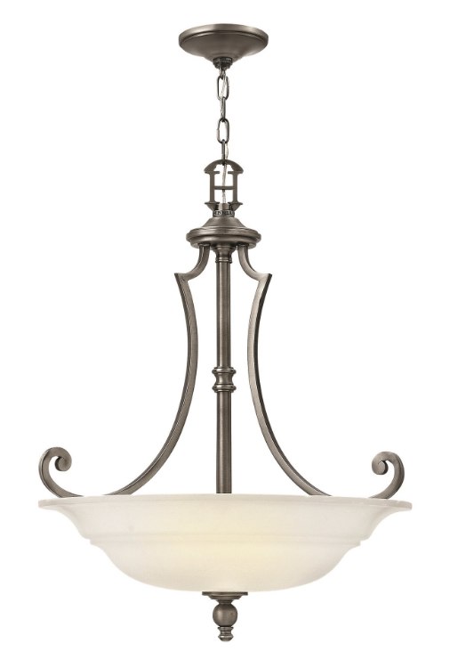 Picture of 75w Foyer Plymouth MED Etched Opal Polished Antique Nickel Inverted Pendant