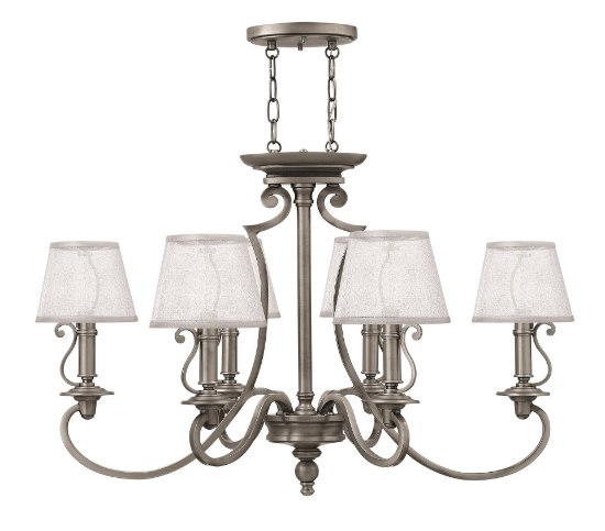 Foto para 60w Chandelier Plymouth CAND Polished Antique Nickel Single Tier Foyer