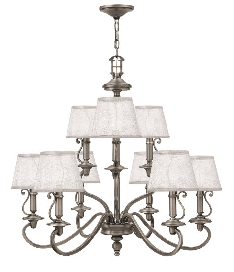 Foto para 60w Chandelier Plymouth CAND Polished Antique Nickel Two Tier Foyer