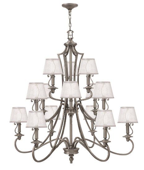 Foto para 40w Chandelier Plymouth CAND Polished Antique Nickel Three Tier Foyer