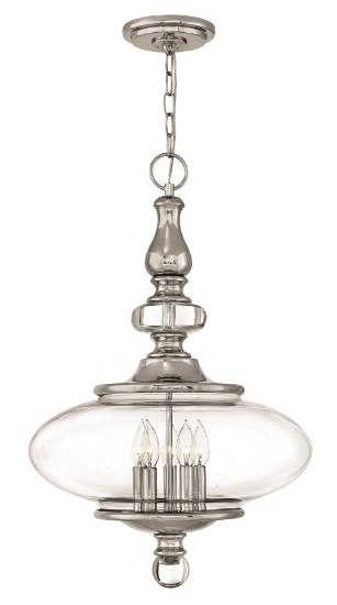 Foto para 60w Chandelier Wexley CAND Clear Polished Nickel Single Tier