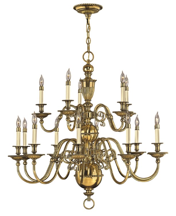 Foto para 40w Chandelier Cambridge CAND Burnished Brass Two Tier Foyer