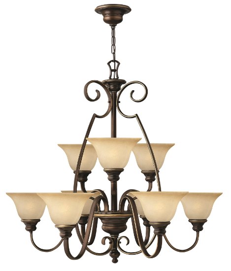 Picture of 100w Chandelier Cello MED Vintage Faux Alabaster Antique Bronze Two Tier Foyer