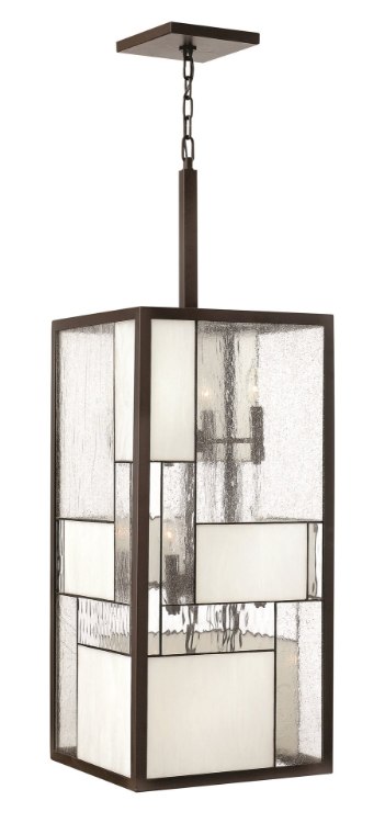 Foto para 60w Foyer Mondrian CAND Copper Foil Bound Glass Panels Buckeye Bronze Single Tier Foyer